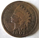 1902 INDIAN HEAD CENT, NO LIBERTY, VG CONDITION, BROWN COLOR, CIRCULATED
