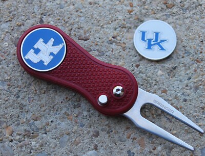 NCAA KENTUCKY WILDCATS UK  2-SIDED LOGO GOLF BALL MARKER Switchblade Divot Tool