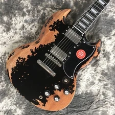 Hot Sale Solid Body Electric Guitar Vintage Black Mahogany Body Neck Heavy Aged