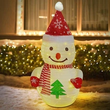 Lighted Pop-up Christmas Snowman Decorations, 27 Inch 3D Snowman with 45 LED ...