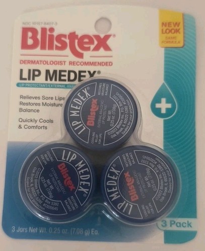 Lip Medex, 0.25 Ounce, 3 Count, Medicated Relief with Immediate Cooling, Soot... - 第 1/2 張圖片