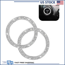 2 PCS Car Push Start Button Cover Rings, Crystal Rhinestone Decorati Color: Whit
