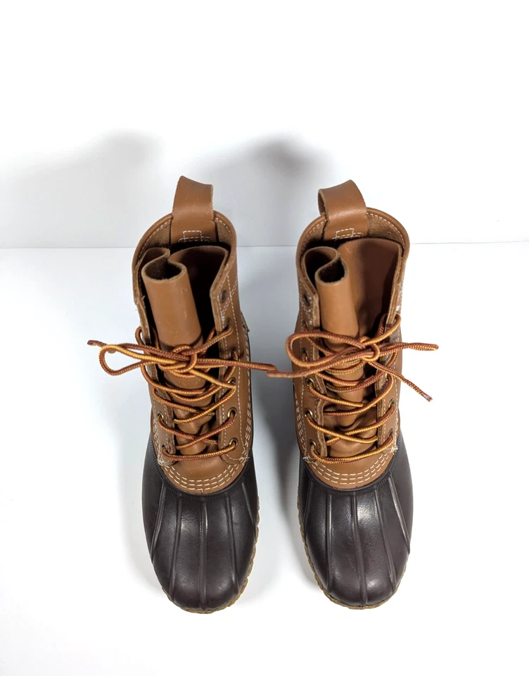 LL Bean Botas Mujer 6M Marrón Tostado 8" Cuero Impermeable Goma Cordones Tobillo Foto 2 de 4