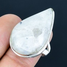 Rainbow Moonstone Gemstone Handmade 925 Sterling Silver Jewelry Ring Size 8