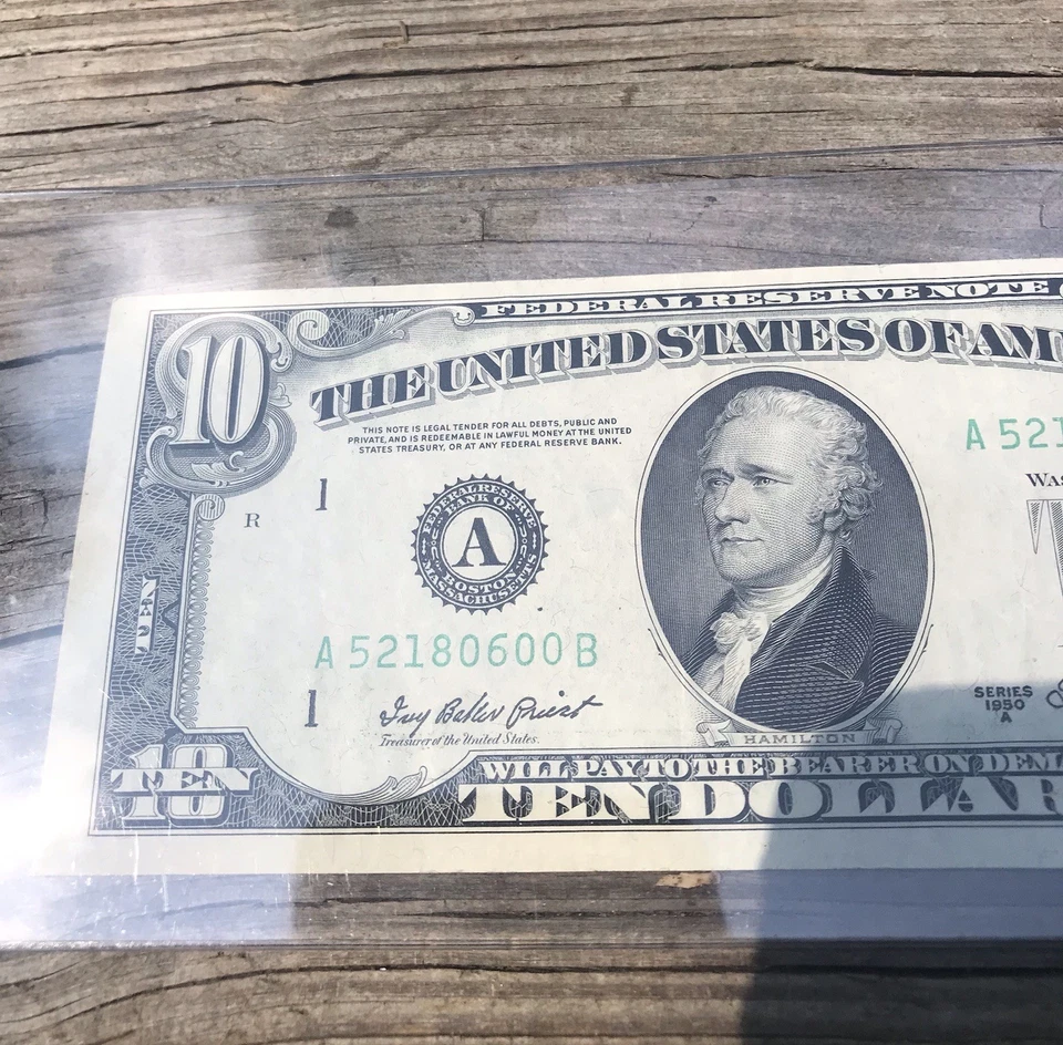 1950a series $10 Federal Reserve Note Border Cut Wrong Error. In Great Condition - Image 4 of 4