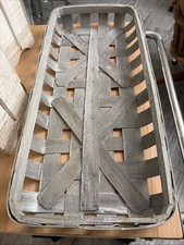 (848). Farmhouse Gray Tobacco Basket  27.5" x 12-1/4" x 2-3/4"