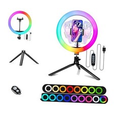 10" Selfie Ring Light with 4" Desktop Tripod Stand  1 Phone Holder, STDLR10-V2