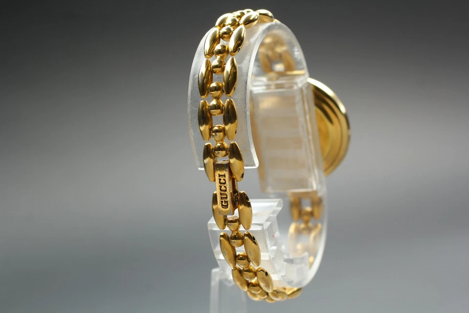 [Fast neuwertig] GUCCI Change Bezel 11/12.2 26mm weißes Zifferblatt Quarz Damen Gold Uhr - Bild 4 von 4