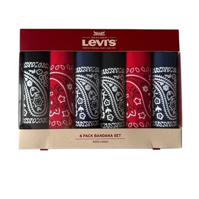 Levi's Bandana Headband Set in Black/Red/Navy - Pack of 6
