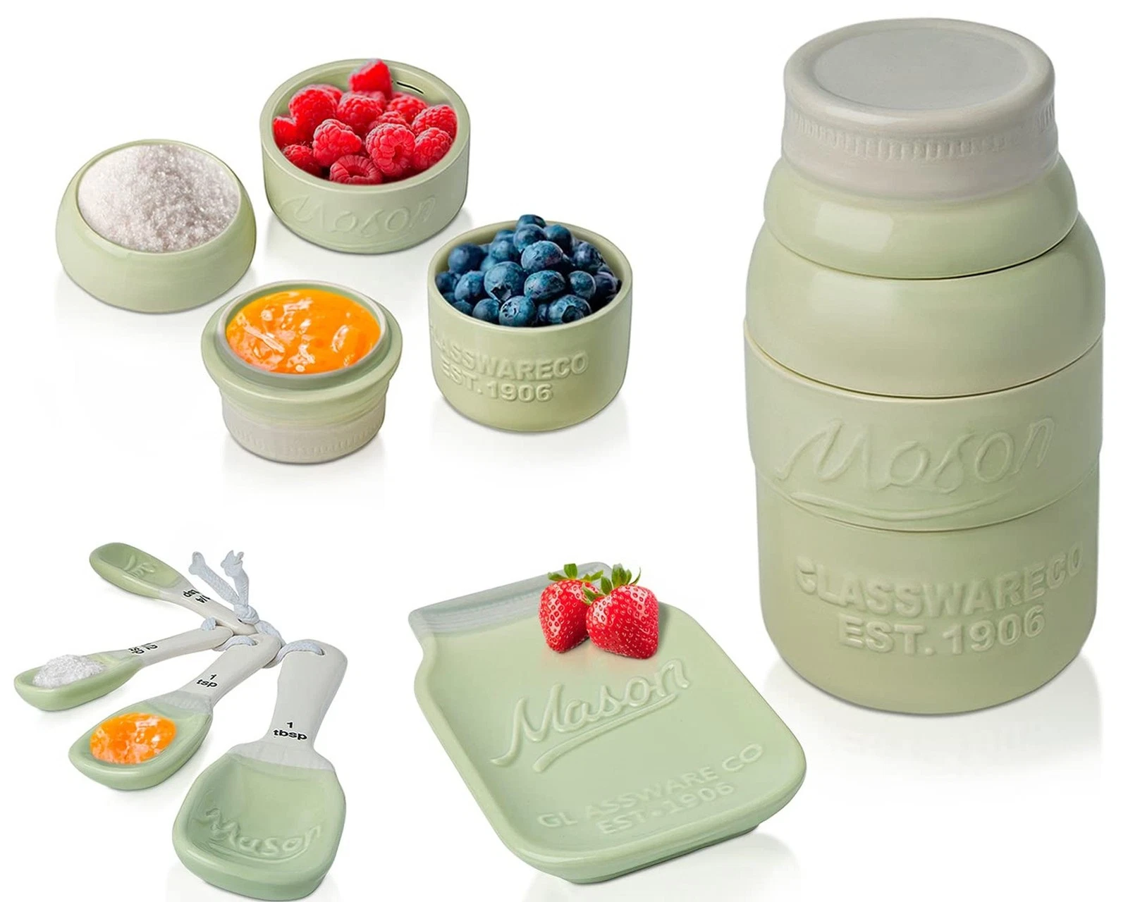Vintage Mason Jar Kitchenware Set by Comfify - Multi-Piece Kitchen Ceramic De...