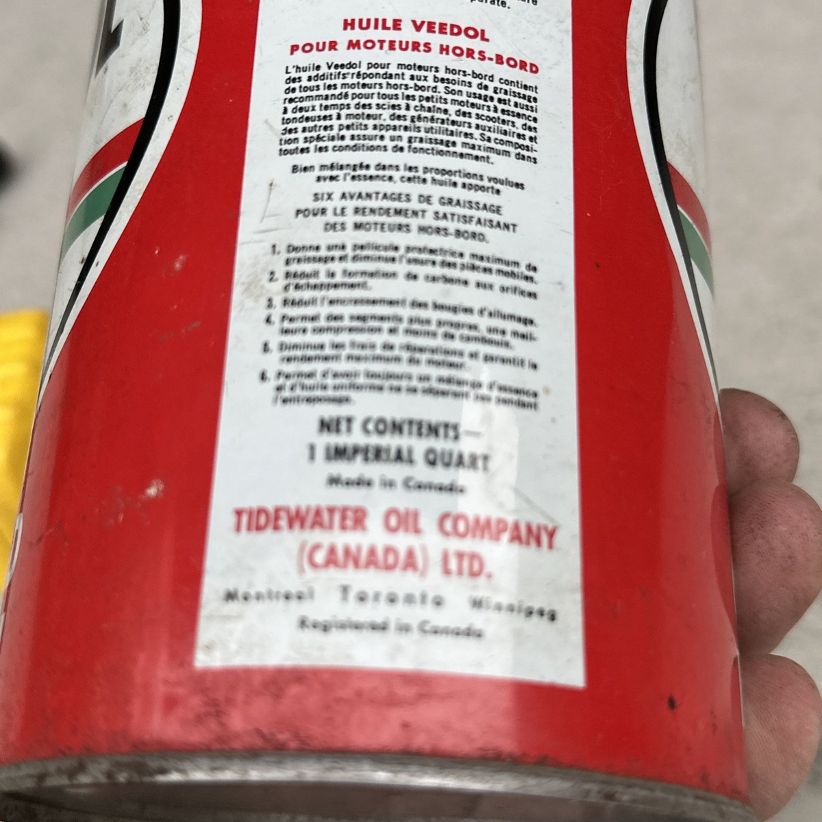 Vintage Veedol Motor Oil Can Outboard Motor Oil Imperial Quart | eBay