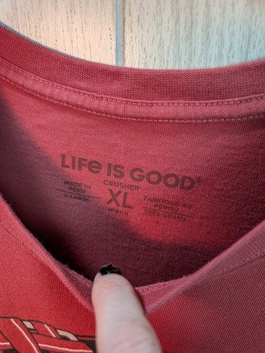 Life is Good Sommermotiv Crusher T-Shirt Herren XL Know When To Fold Em Stuhl rot - Bild 3 von 6