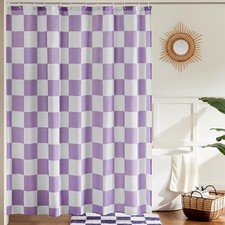Checkered Shower Curtain, Lavender Shower Curtains for Bathroom, Cute Purple