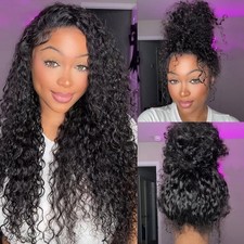 Water Wave 360 Lace Front Wigs Human Hair Hidden 24 Inch, 360 Wig