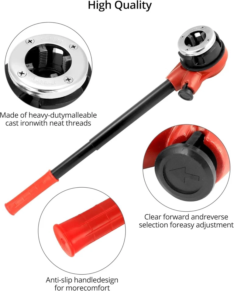 Ergonomic Ratchet Pipe Threading Tool Set - Durable Alloy Steel Construction - Image 4 of 4