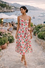 NWT Alice + Olivia “Samantha” Pink Floral Cowl Midi Dress Dress ~ Sz 0
