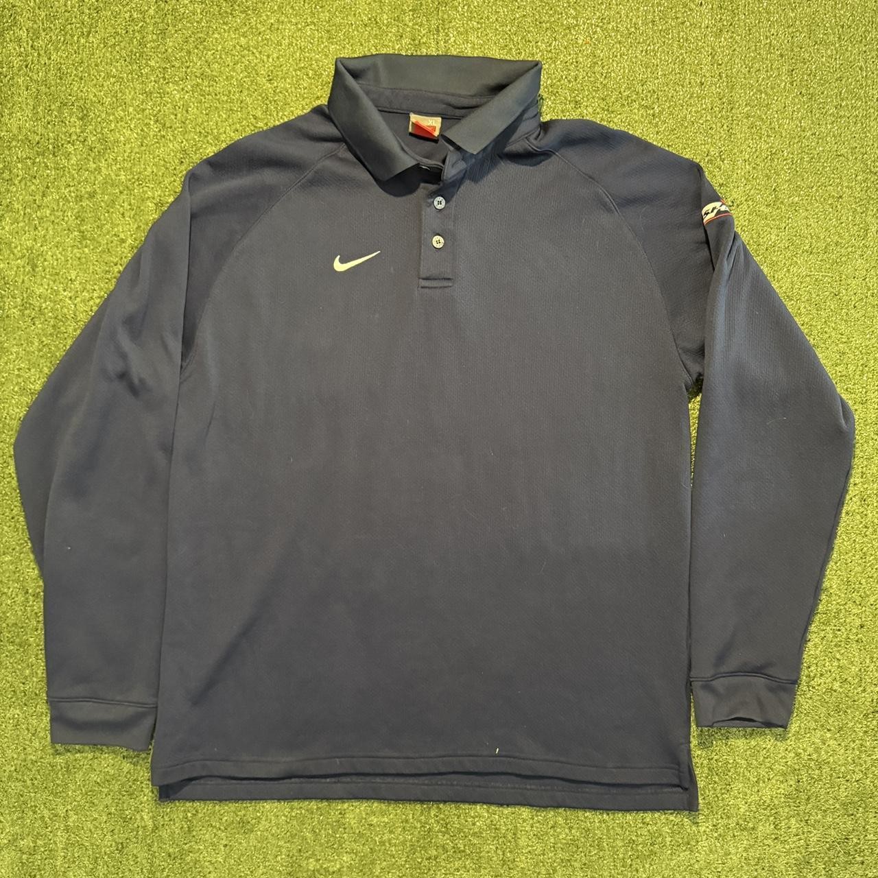 Vintage 00s Nike Long Sleeve Polo Shirt Black XL