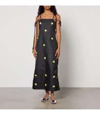 NEW Sister Jane Dream Fanciful Flower Cloque Midi Dress Black Size Medium M NWT