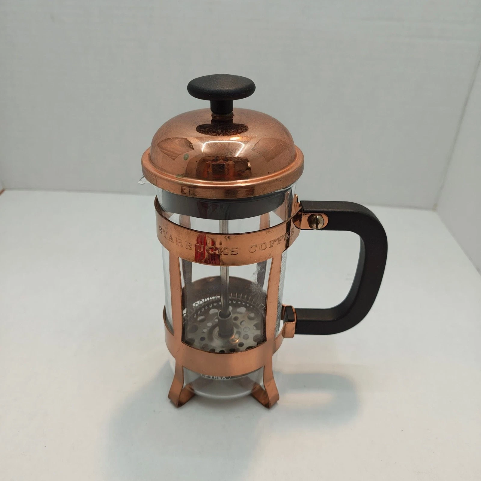 Vintage Starbucks Coffee Copper French Press with Pyrex Glass 14oz