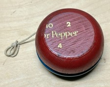 Vtg 60-70s Dr. Pepper Wood 10 2 4 Duncan Advertising YOYO Error Off Center Logo