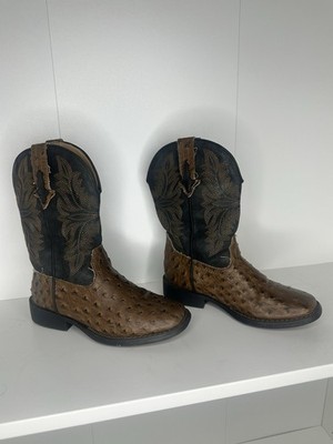 Roper Lil' Kenny Unisex Kids Leather Western Square Toe Pull-On Boots 2M
