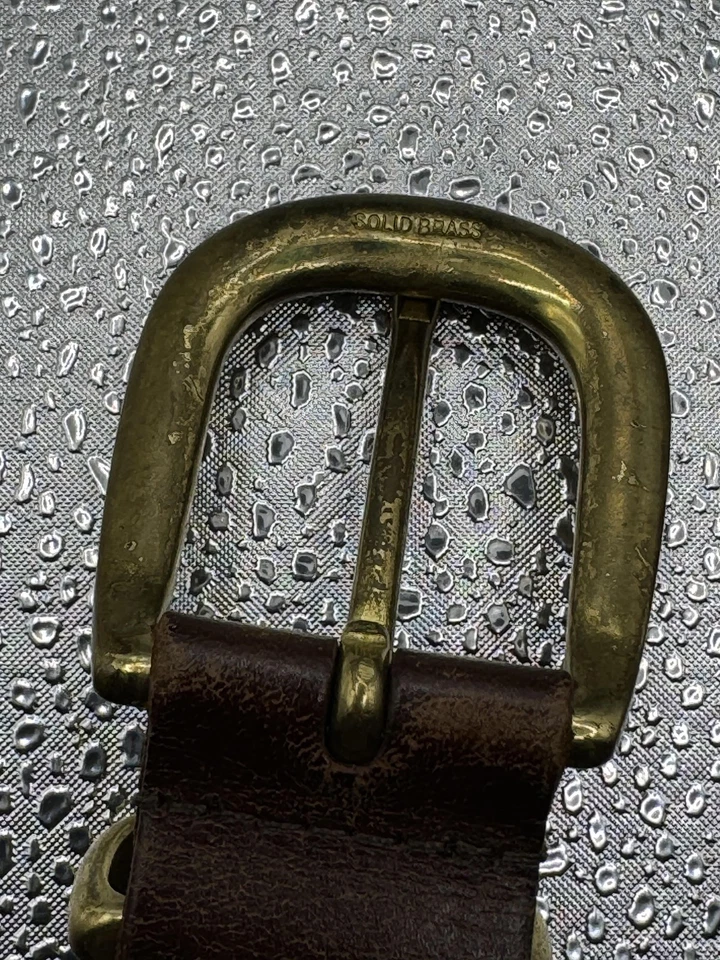 Coach Leather Belt Mens 42 Dark Brown Woven Braided Solid Brass Buckle 5922 - Image 4 of 4