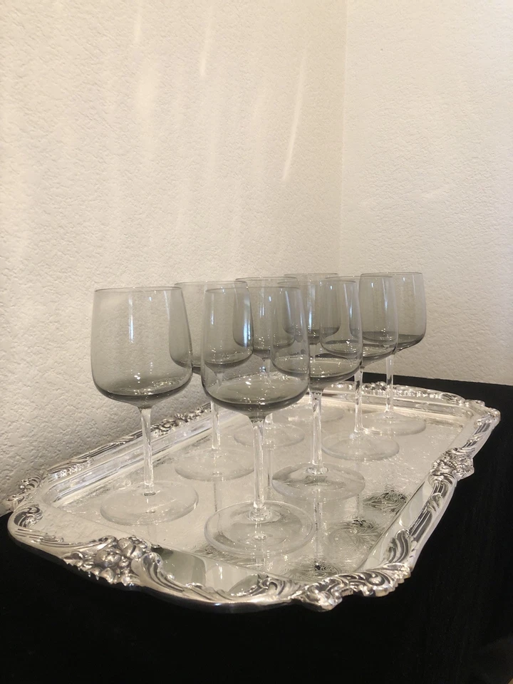 Vintage - 8 - Peill Cora Crystal Smoke/Gray  Wine / Water Glasses (Rosenthal) - Image 3 of 4