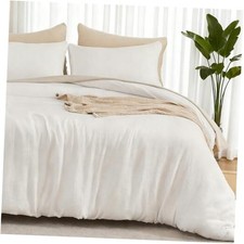 Muslin Cotton Duvet Cover Set Cream Queen 02 - Cream White No Comforter 