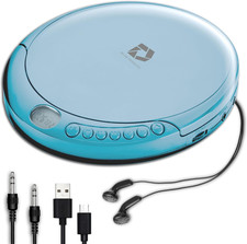 CD Player Portable with 60 Second anti Skip, Stereo Earbuds, Includes Aux in Cab