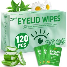120PCS Tea Tree Oil Eyelid Wipes   Individually Wrapped Eye Lid Cleaning Wipe...