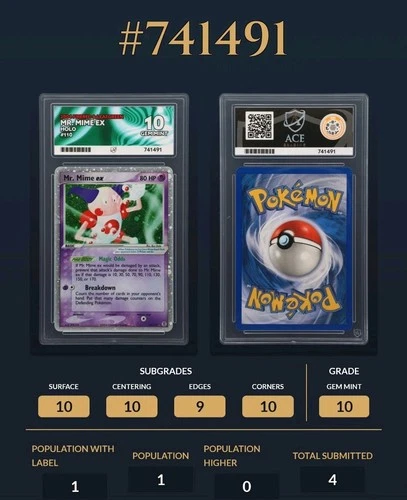 ACE 10 Mr Mime EX 110/112 Fire Red Leaf Green Vintage Holo POP 1