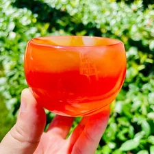 Natural Carnelian Stone Cup – Red Agate Crystal Mineral Specimen, Decorative 1pc