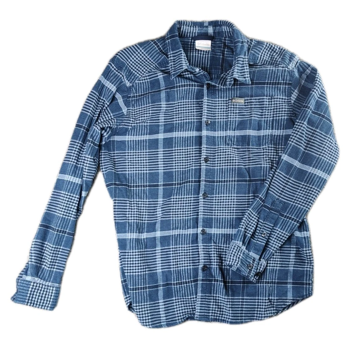 Columbia Large Men’s Blue Plaid Flannel Long Sleeve Button-Up Shirt Outdoor