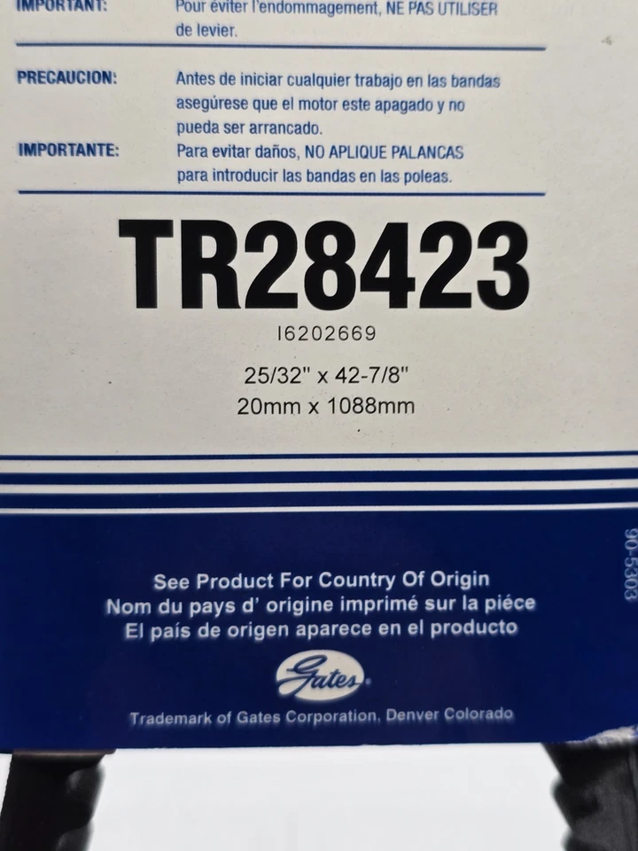 Accesorio correa de transmisión-camión y autobús puertas correa en V TR28423 EE. UU. Foto 4 de 4