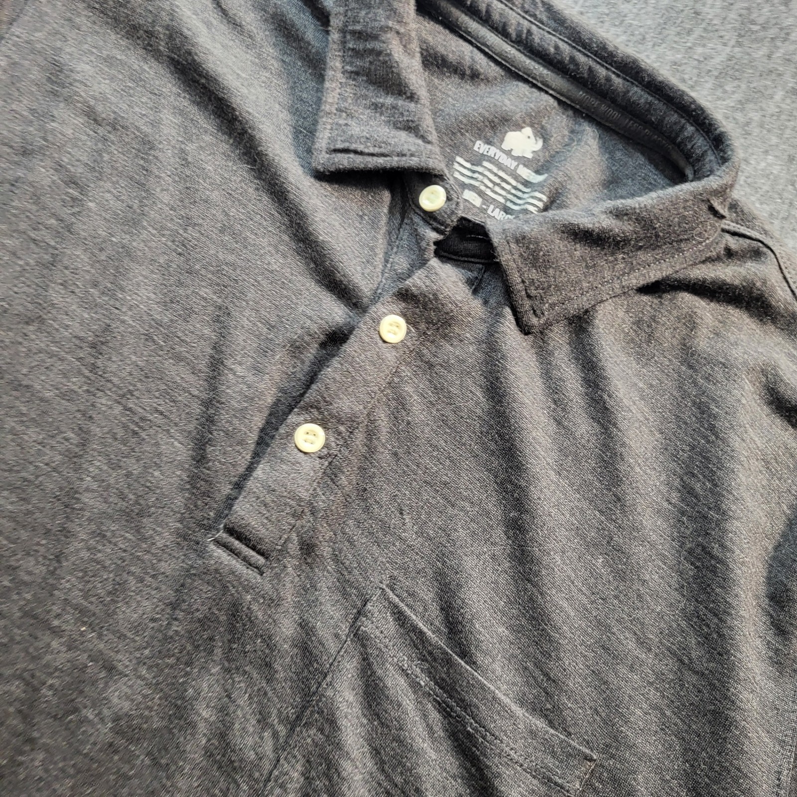 Woolly Shirt Men's L Charcoal Gray Button Up Short Sleeve 100% Merino Wool 
