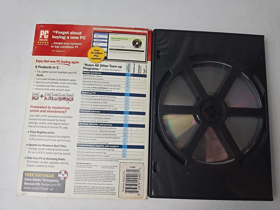Iolo 5 in 1 System Mechanic Fix and Speed Up To 3 PCs Windows 7 Vista & XP Used - Image 2 of 4