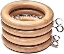Wooden Curtain Rings 35Mm with Screw Eye Natural Wood Drapery Curtain Rings Rod 