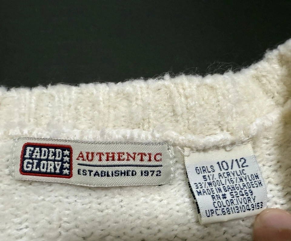 Suéter De Colección Gloria Desteñido Niña Talla 10/12 Niños Ropa Floral Bordado Lana Y2K Foto 3 de 4