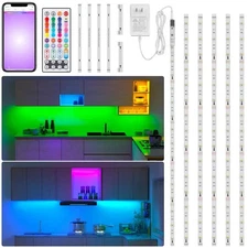 RGBW Under Cabinet Lighting Kit with App and Remote Control 6 PCS LED Strip L...