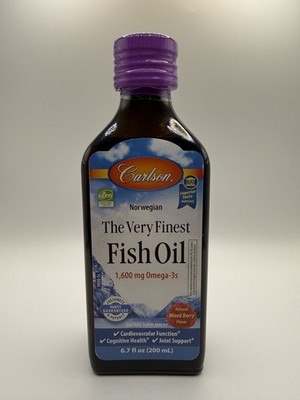 Carlson Norwegian Fish Oil 1600 mg Omega-3s Mixed Berry 6.7 fl. oz. 200 mL - New