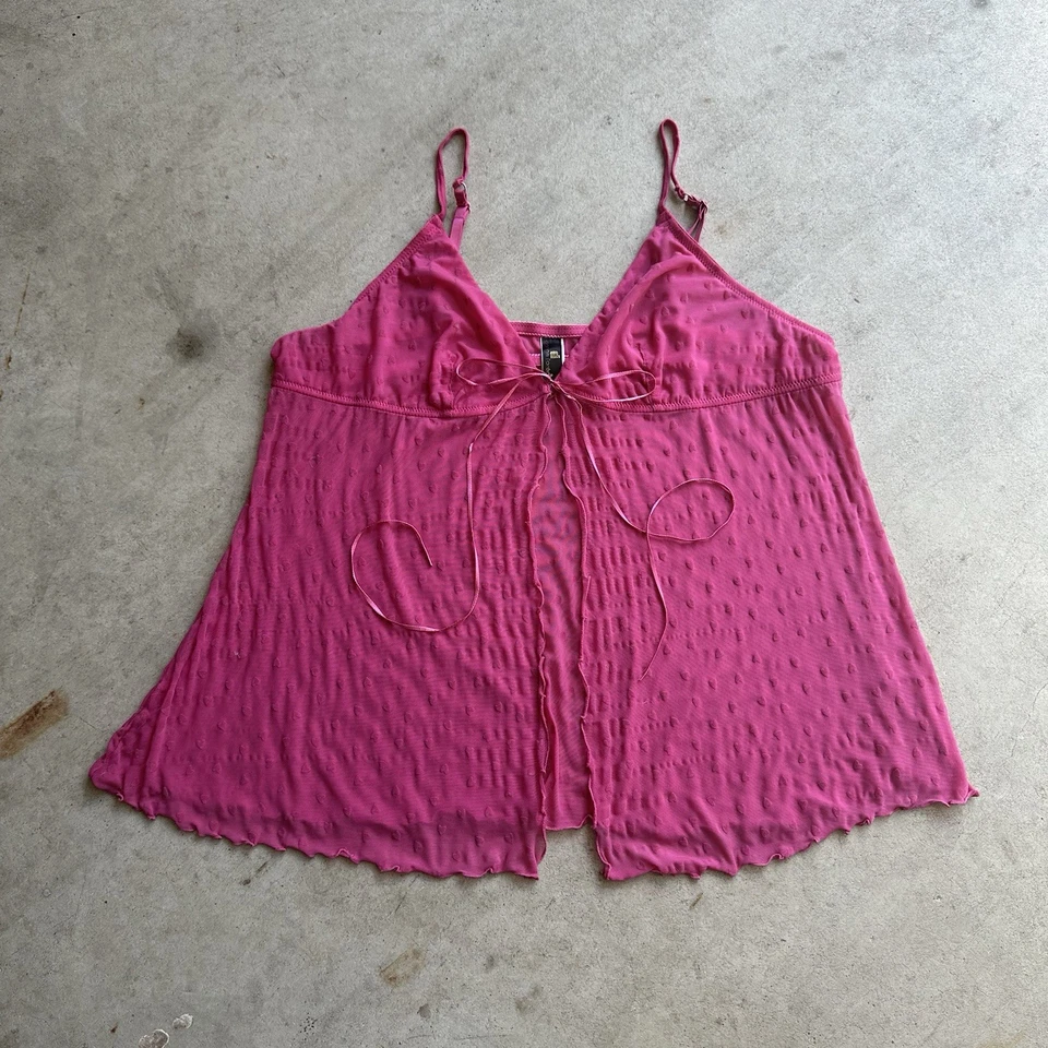 Vestido Babydoll Coqueta Corazón Sin Mangas Estilo Malla Lingere Rosa Para Mujer’s Talla XL Foto 2 de 4