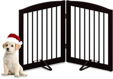 Freestanding Pet Gate for Dogs, Foldable Wooden Dog Gate for House, Indoor Pe...