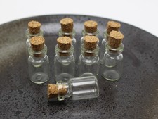 20 Mini Empty Glass Cork Bottle Pendant Vials Wish Charms Clear 13X23mm 1ml