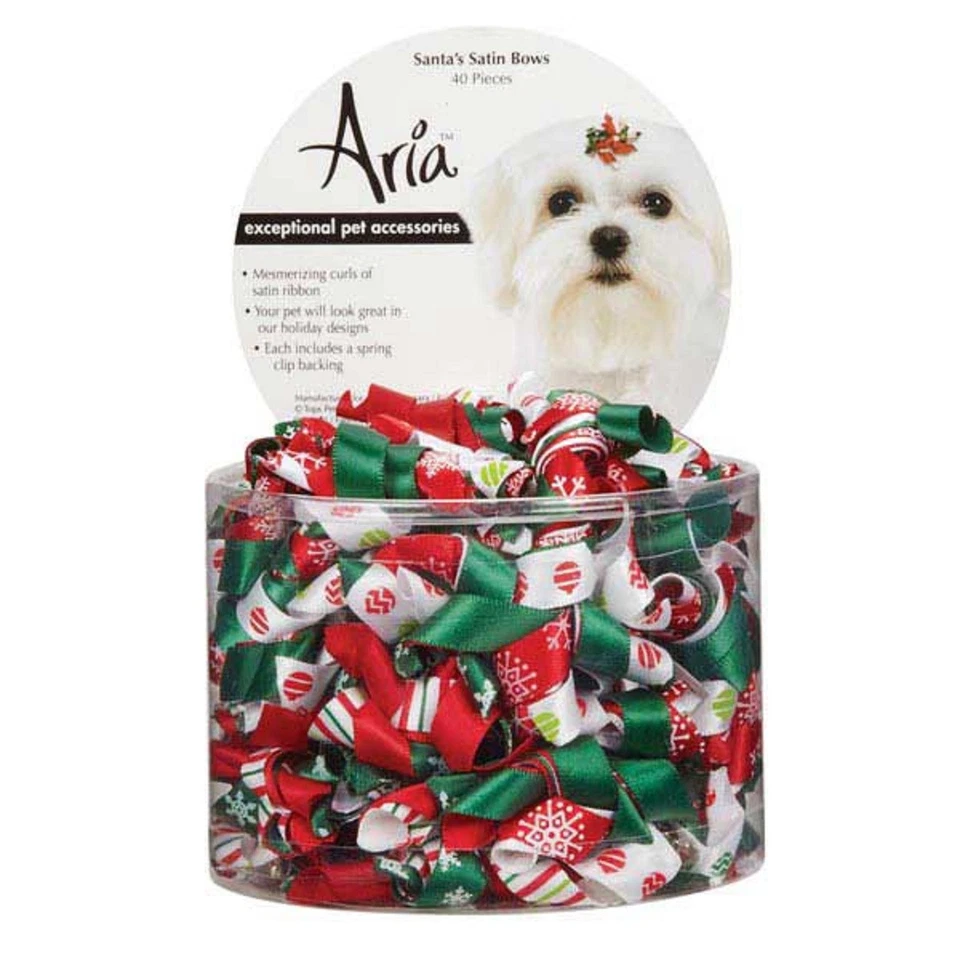 40pc SANTA Holiday Curl RIBBON HAIR BARRETTE Metal Clip Clasp Dog Bow Grooming - Image 3 of 4