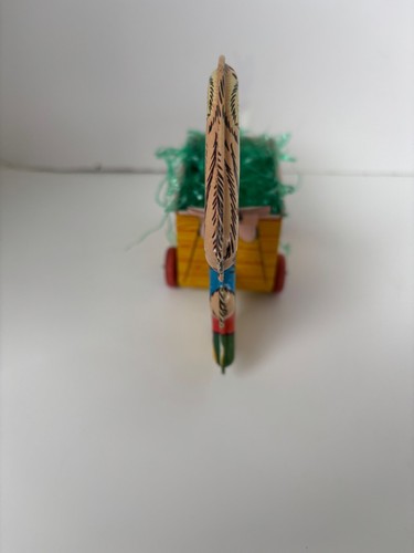 Vintage The Ohio Art Co. Tin Toy Easter Bunny Rabbit Pushing Cart 1950’s - Picture 3 of 4