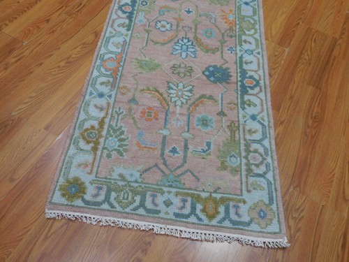 Colorful Turkish Oushak hand knotted wool Transitional Design 2.7x7.10Rug Runner - Picture 14 of 14