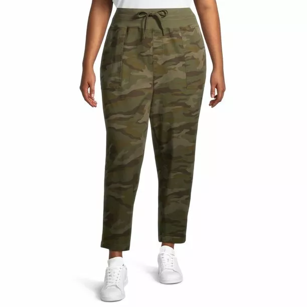 Capri Pants For Women Camo Cargo Camouflage Elastic Waist Casual