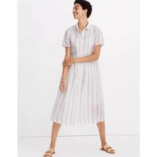 Madewell Striped Midi Shirtdress Swiss Dot Medium NWT $128 AL299
