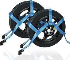 Set Of 2 Tow Dolly Straps With Flat Hookbasket Strap Fits Most 16-20 Tires