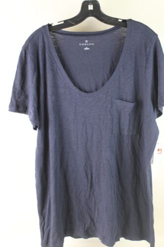 Caslon Women’s Short Sleeve Round Neck Pocket Tee Shirt Navy 2XL